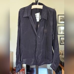 J. Crew Women's Black Popover Long-Sleeve Shirt
